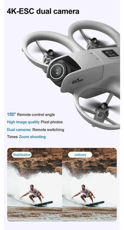 Drone with dual camera system on a white background