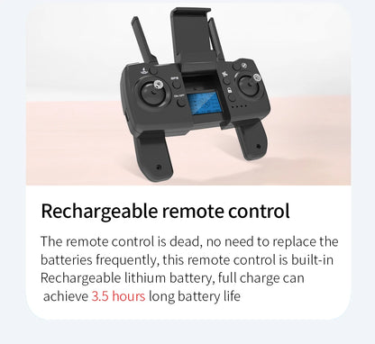 Rechargeable remote control with text on a light background