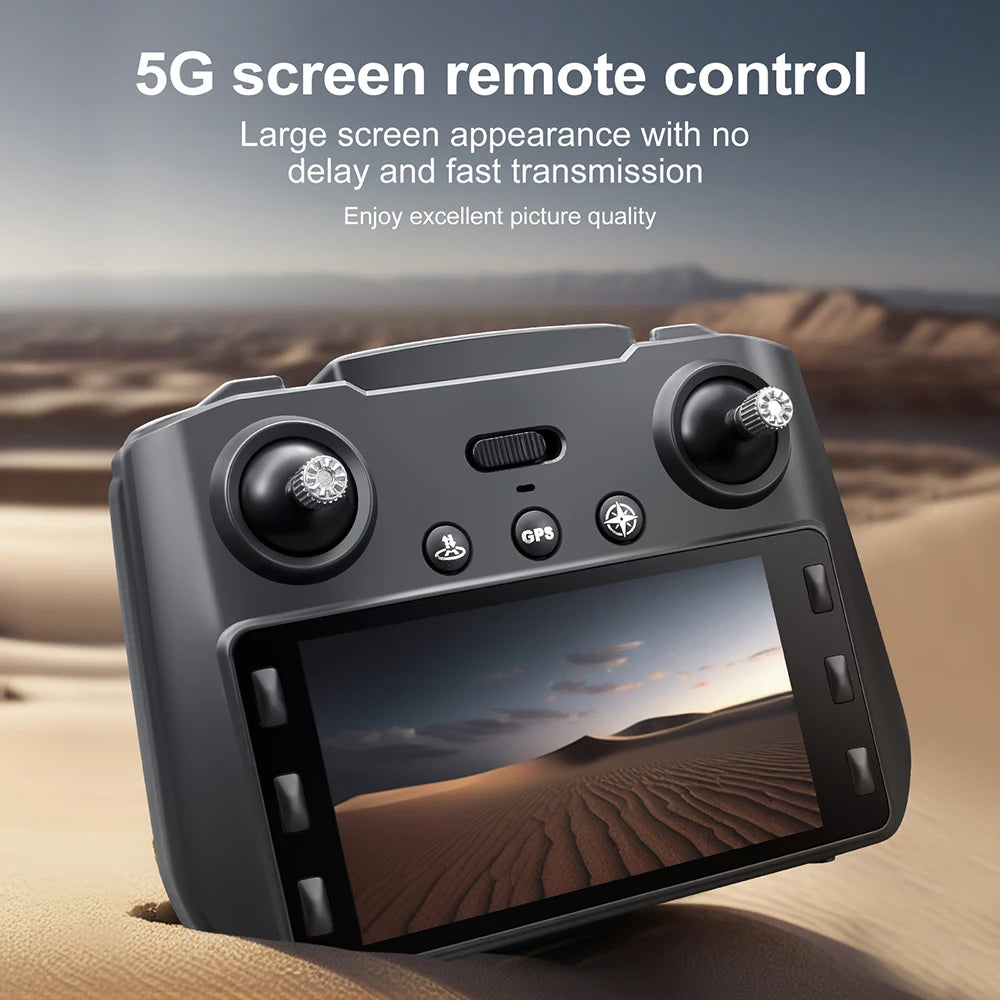 5G screen remote control with desert landscape background