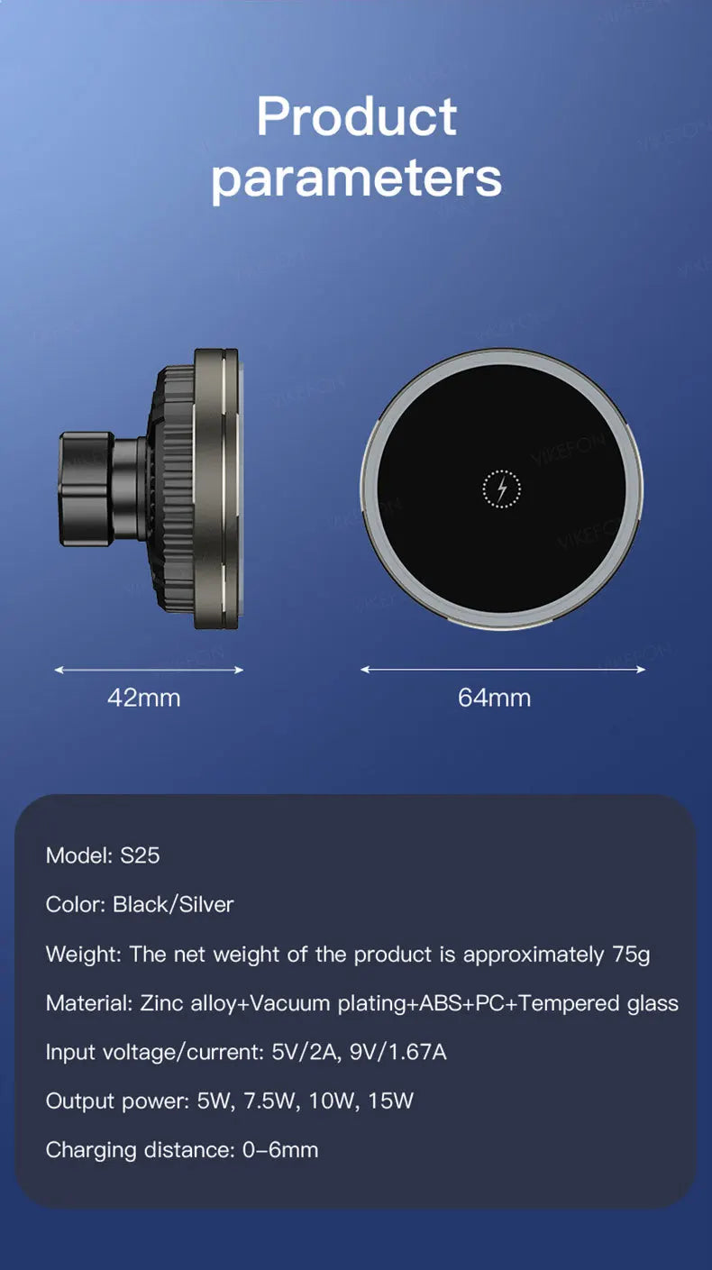 Product parameters of a camera lens on a blue background