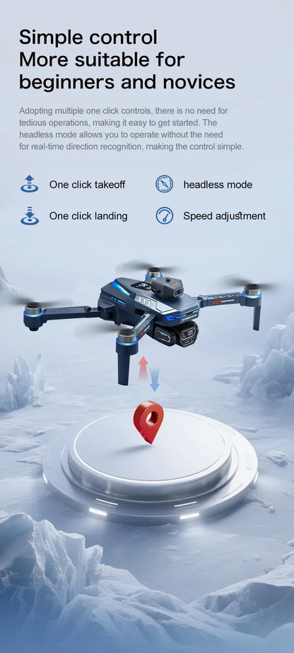 Drone with control features on a snowy background