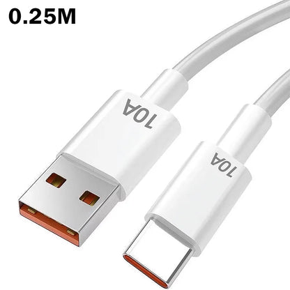 White USB cable with Type-C connector on a white background