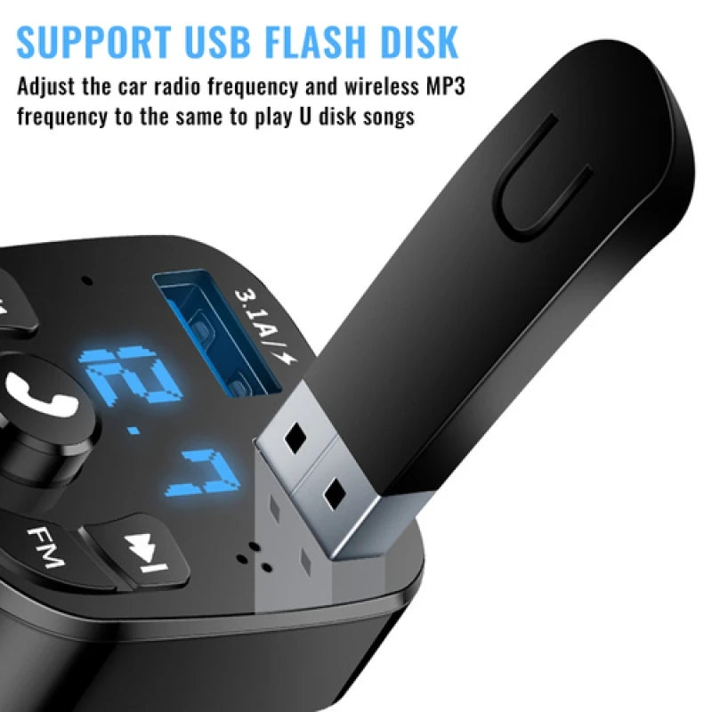 Fast Dual USB Car Charger Bluetooth 5.0 FM Transmitter