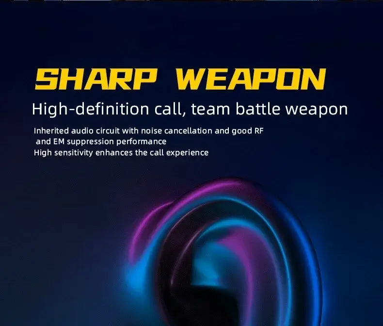 Advertisement for a high-definition communication device with text and a colorful circular design on a dark background
