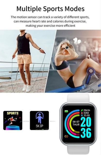 Smartwatch with fitness tracking features displayed on a white background