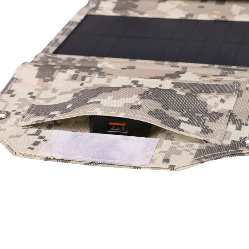 Camouflage solar panel with digital pattern on a white background
