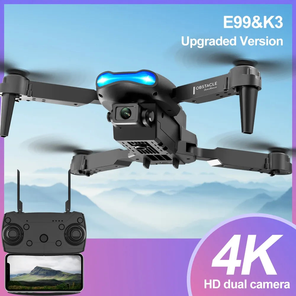 E99 K3 Pro HD 4k Drone-Camera High Hold Mode Foldable Mini RC WIFI Aerial Photography Quadcopter Toys Helicopter English