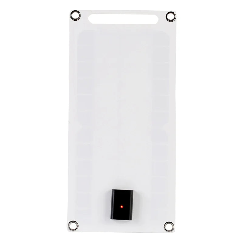 Small rectangular device with a red light on a white background