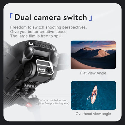 Camera with dual camera switch feature showing mountain and kayak images.