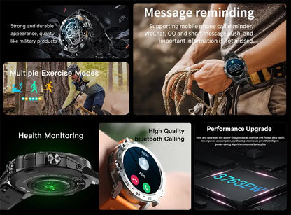 Melanda Smartwatch collage showcasing multiple features on black background