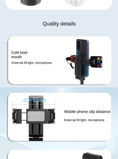 Phone holder with quality details on a light blue background