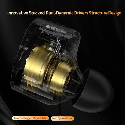 Innovative stacked dual-dynamic drivers structure design on a black background