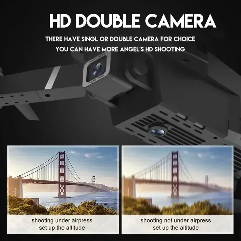 HD double camera system with images of a bridge showing difference in shooting angles.