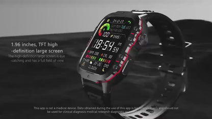 Military Outdoor Smart Watch 2024 | 1.96" AMOLED, 5ATM Waterproof & BT Call